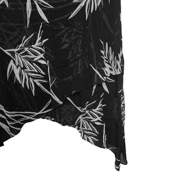 Alfani Black White Mesh Leaf Printed Stretchy Sleeveless Top Size 0X - Picture 4 of 6